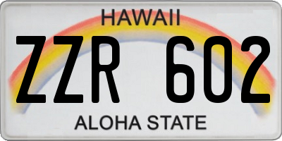 HI license plate ZZR602