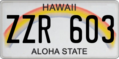 HI license plate ZZR603