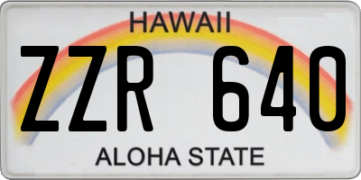 HI license plate ZZR640
