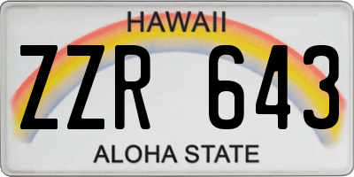 HI license plate ZZR643