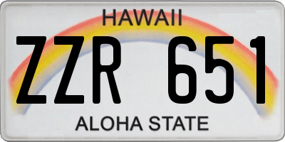 HI license plate ZZR651