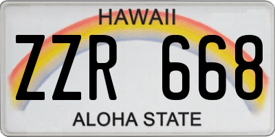 HI license plate ZZR668