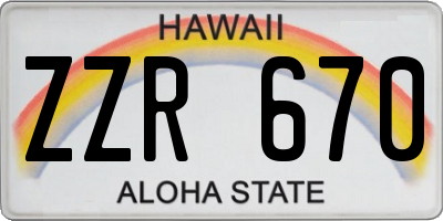 HI license plate ZZR670