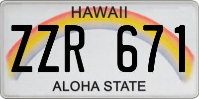 HI license plate ZZR671