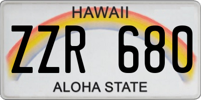 HI license plate ZZR680