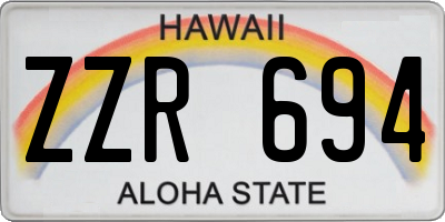 HI license plate ZZR694