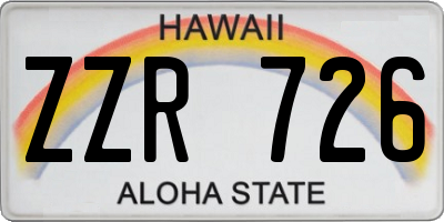 HI license plate ZZR726