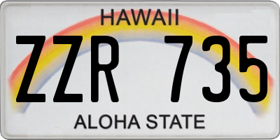 HI license plate ZZR735