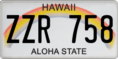 HI license plate ZZR758