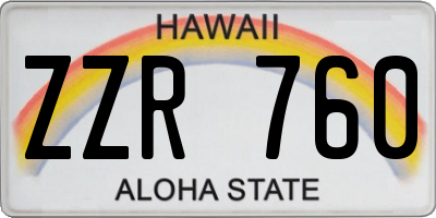 HI license plate ZZR760
