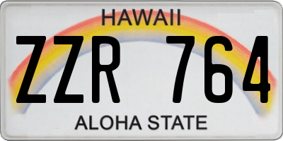 HI license plate ZZR764