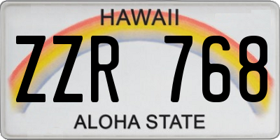 HI license plate ZZR768
