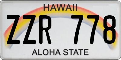 HI license plate ZZR778