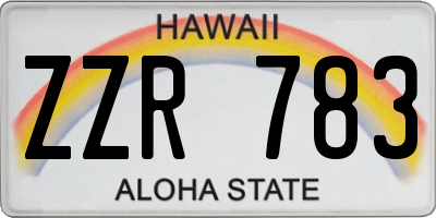 HI license plate ZZR783