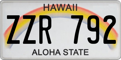 HI license plate ZZR792