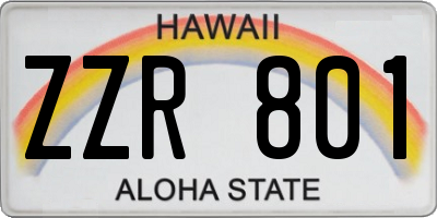 HI license plate ZZR801