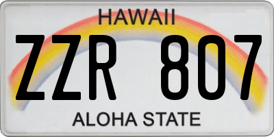 HI license plate ZZR807