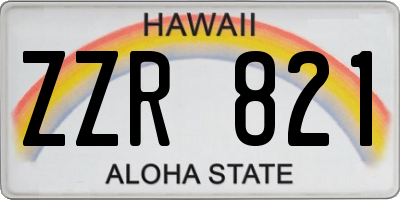 HI license plate ZZR821