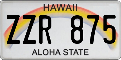 HI license plate ZZR875