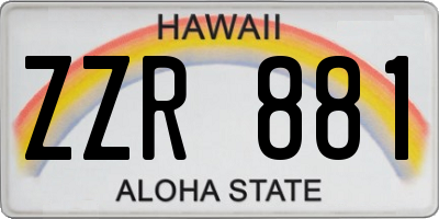 HI license plate ZZR881