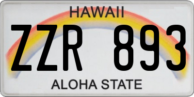 HI license plate ZZR893
