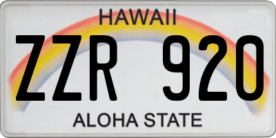 HI license plate ZZR920