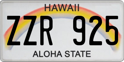 HI license plate ZZR925