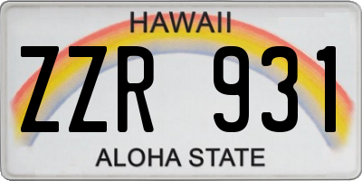 HI license plate ZZR931