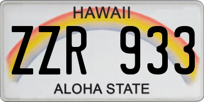 HI license plate ZZR933