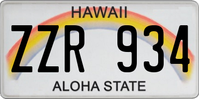 HI license plate ZZR934