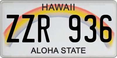 HI license plate ZZR936