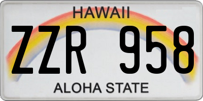 HI license plate ZZR958