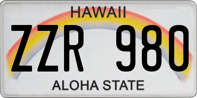 HI license plate ZZR980