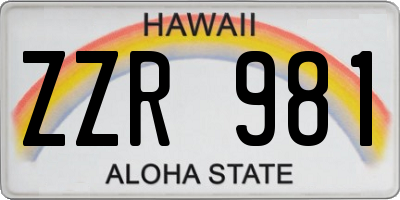 HI license plate ZZR981