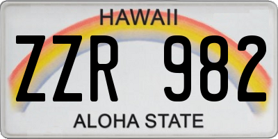 HI license plate ZZR982