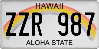 HI license plate ZZR987