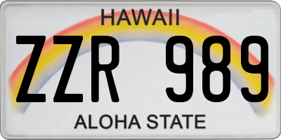 HI license plate ZZR989