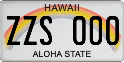 HI license plate ZZS000