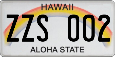 HI license plate ZZS002