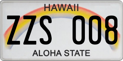 HI license plate ZZS008