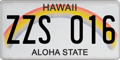 HI license plate ZZS016