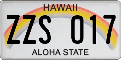 HI license plate ZZS017