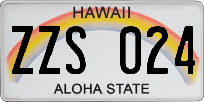 HI license plate ZZS024
