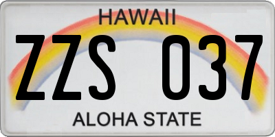 HI license plate ZZS037