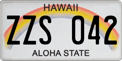 HI license plate ZZS042