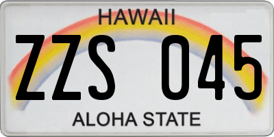 HI license plate ZZS045