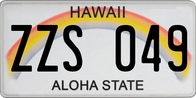HI license plate ZZS049