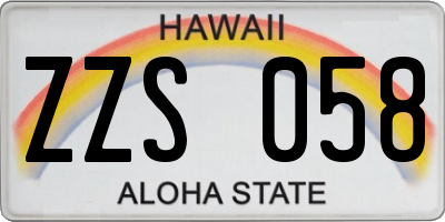 HI license plate ZZS058