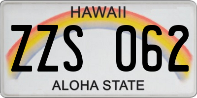 HI license plate ZZS062