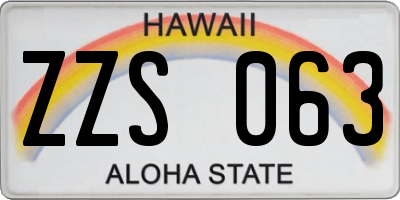 HI license plate ZZS063